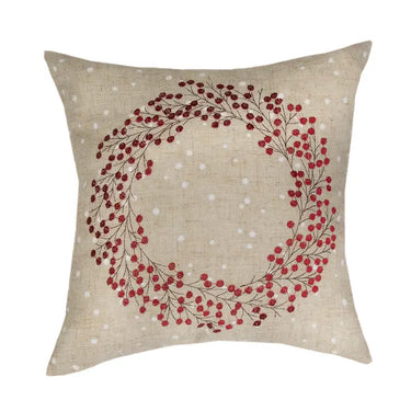 Holly Berry Wreath Pillow